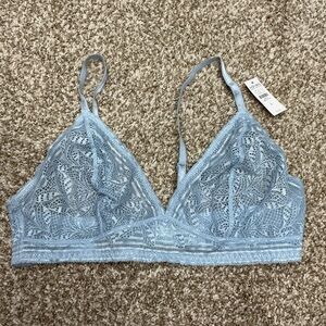 Light Blue Lace Triangle Bralette with Adjustable Straps